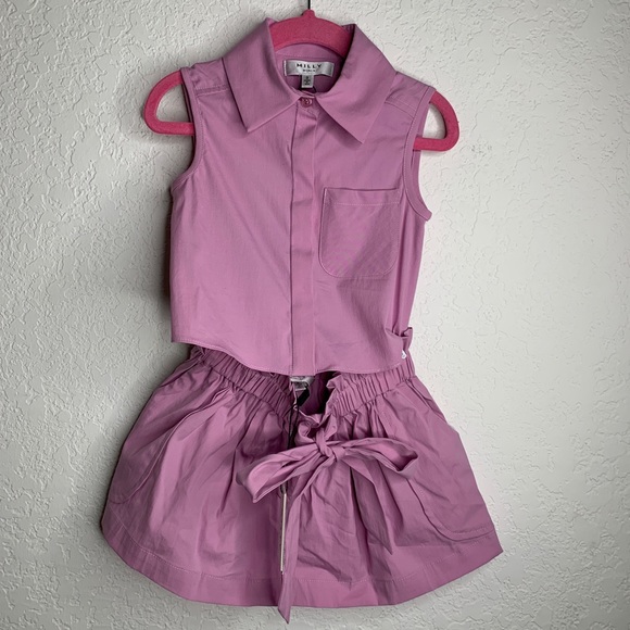 MILLY MINIS TIE BACK BUTTON UP AND PAPERBAG SKIRT - Picture 2 of 7